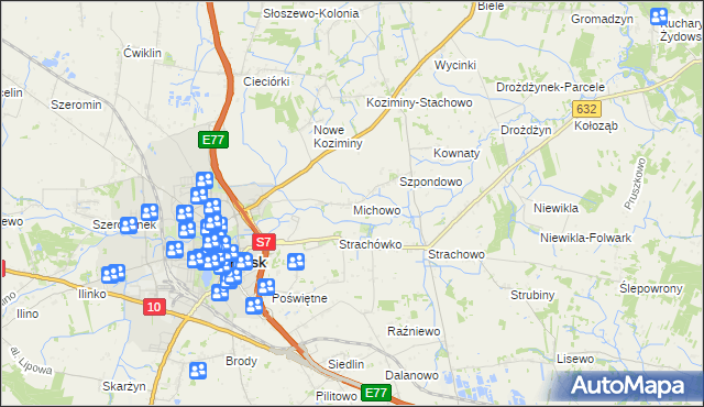 mapa Michowo, Michowo na mapie Targeo