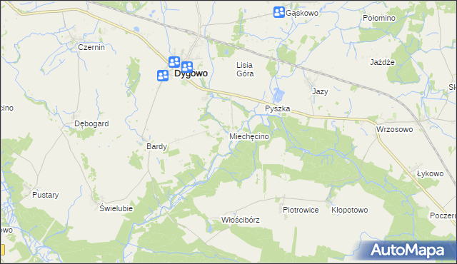 mapa Miechęcino, Miechęcino na mapie Targeo