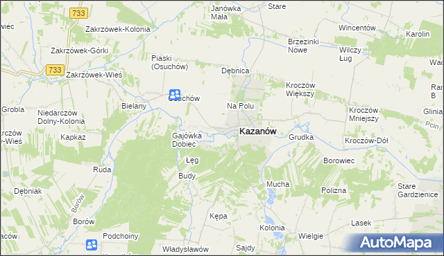 mapa Miechów gmina Kazanów, Miechów gmina Kazanów na mapie Targeo