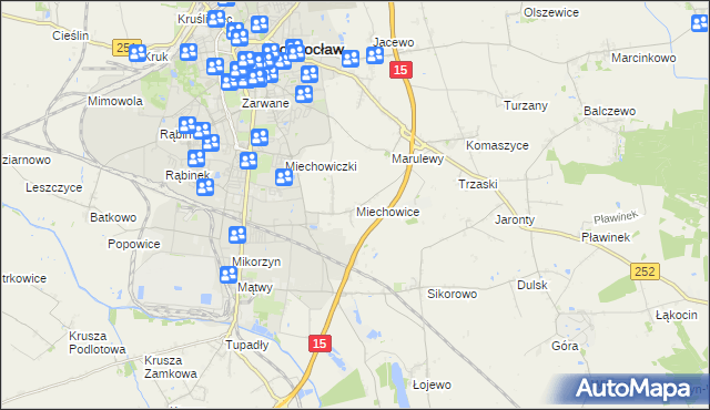 mapa Miechowice gmina Inowrocław, Miechowice gmina Inowrocław na mapie Targeo