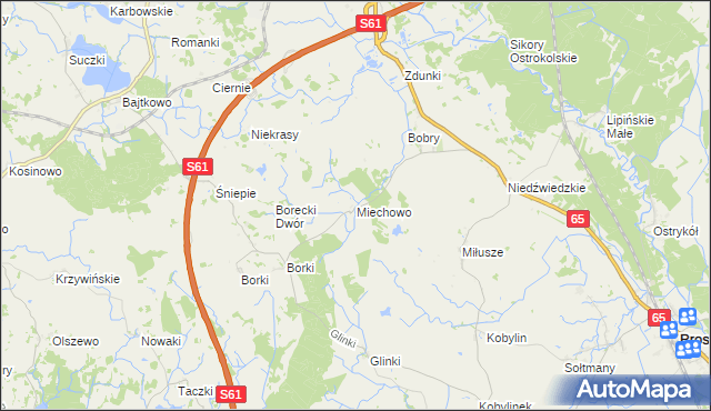 mapa Miechowo, Miechowo na mapie Targeo