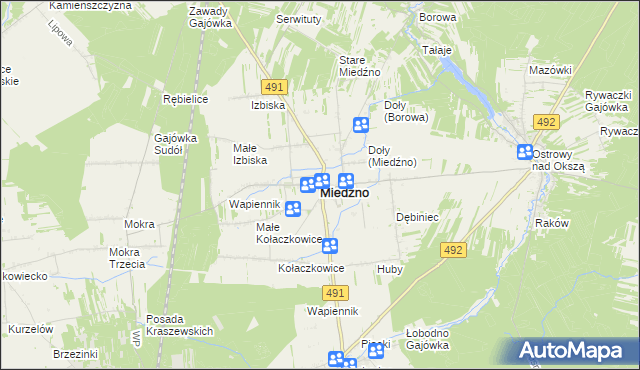 mapa Miedźno powiat kłobucki, Miedźno powiat kłobucki na mapie Targeo