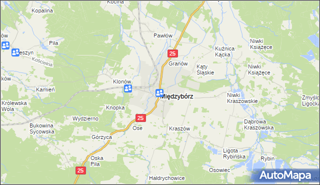 mapa Międzybórz powiat oleśnicki, Międzybórz powiat oleśnicki na mapie Targeo