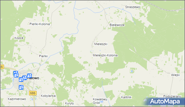 mapa Mieleszki-Kolonia, Mieleszki-Kolonia na mapie Targeo