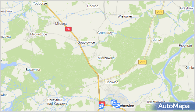 mapa Mierzowice, Mierzowice na mapie Targeo