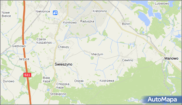 mapa Mierzym, Mierzym na mapie Targeo