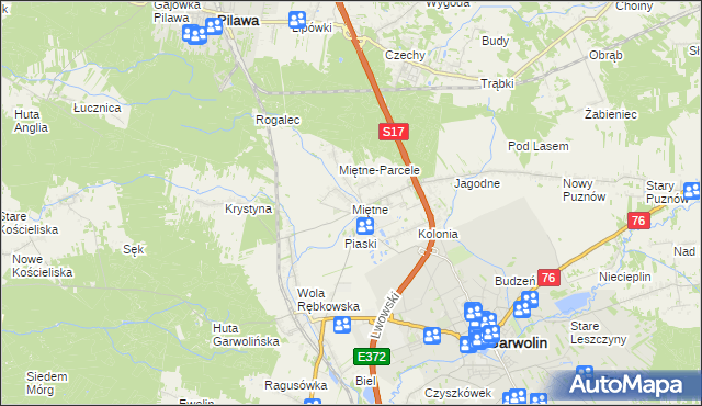 mapa Miętne, Miętne na mapie Targeo