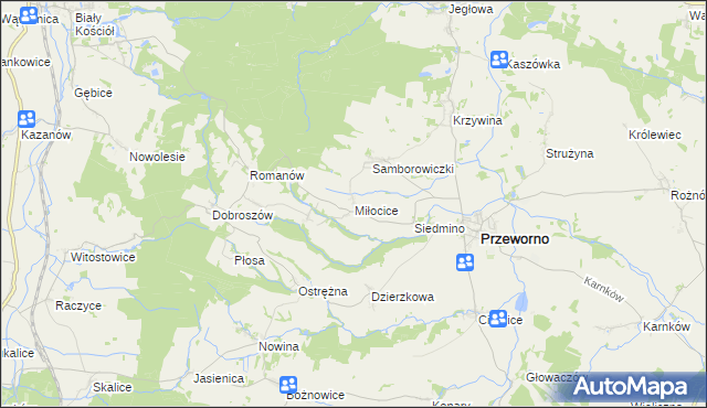 mapa Miłocice gmina Przeworno, Miłocice gmina Przeworno na mapie Targeo