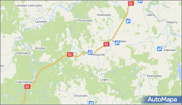 mapa Miłogórze, Miłogórze na mapie Targeo