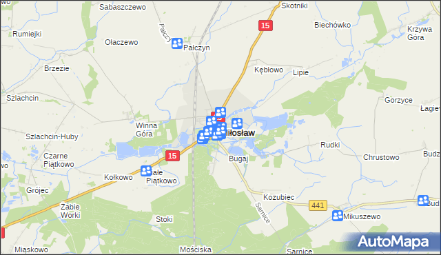 mapa Miłosław powiat wrzesiński, Miłosław powiat wrzesiński na mapie Targeo