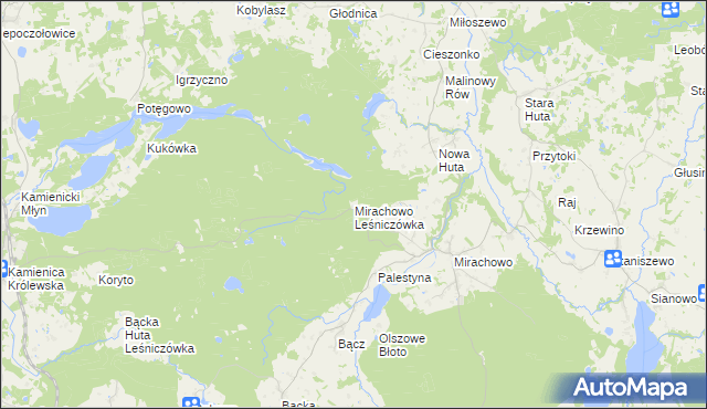 mapa Mirachowo Leśniczówka, Mirachowo Leśniczówka na mapie Targeo