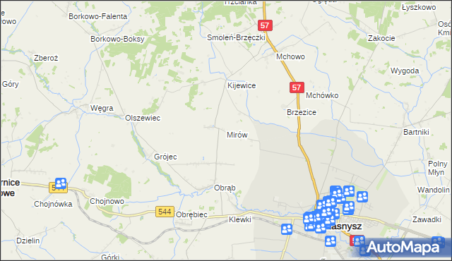 mapa Mirów gmina Przasnysz, Mirów gmina Przasnysz na mapie Targeo