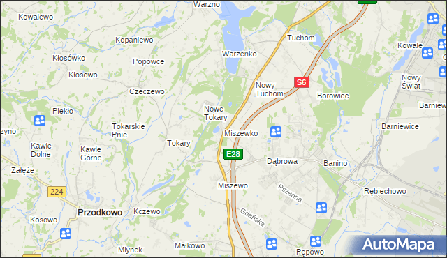 mapa Miszewko gmina Żukowo, Miszewko gmina Żukowo na mapie Targeo