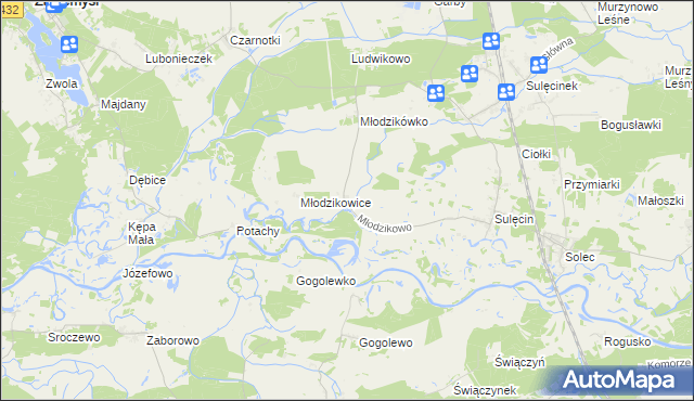 mapa Młodzikowo, Młodzikowo na mapie Targeo