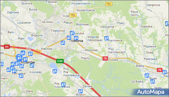 mapa Młoszowa, Młoszowa na mapie Targeo