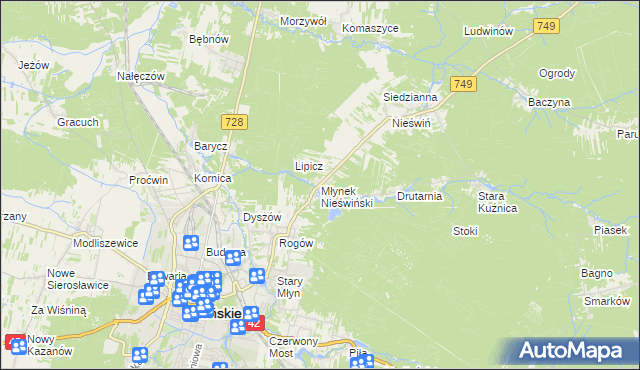 mapa Młynek Nieświński, Młynek Nieświński na mapie Targeo