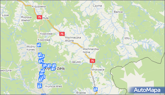 mapa Mochnaczka Niżna, Mochnaczka Niżna na mapie Targeo