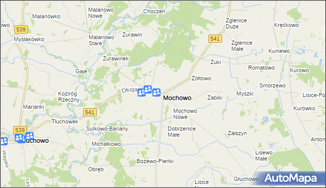 mapa Mochowo powiat sierpecki, Mochowo powiat sierpecki na mapie Targeo