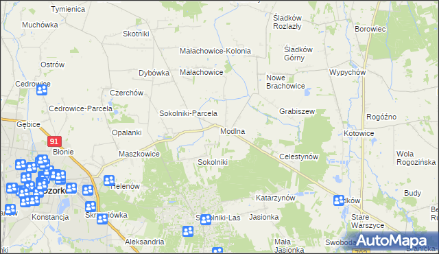 mapa Modlna, Modlna na mapie Targeo