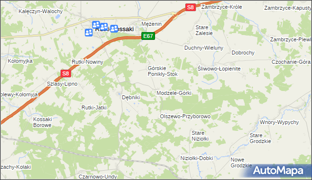 mapa Modzele-Górki, Modzele-Górki na mapie Targeo