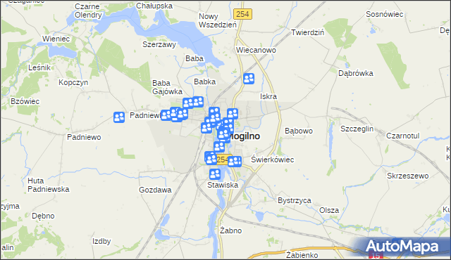 mapa Mogilno, Mogilno na mapie Targeo