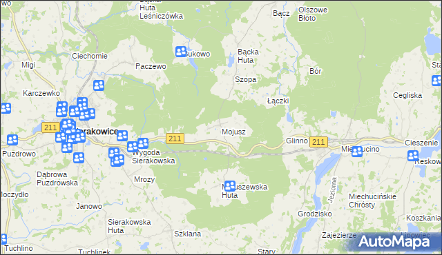 mapa Mojusz, Mojusz na mapie Targeo