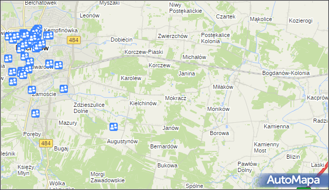 mapa Mokracz, Mokracz na mapie Targeo