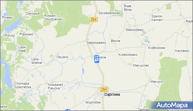 mapa Mokre gmina Dąbrowa, Mokre gmina Dąbrowa na mapie Targeo