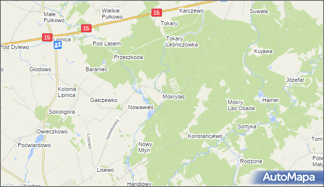 mapa Mokry Las gmina Golub-Dobrzyń, Mokry Las gmina Golub-Dobrzyń na mapie Targeo