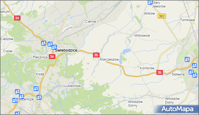 mapa Mokrzeszów, Mokrzeszów na mapie Targeo