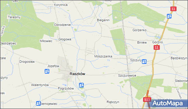 mapa Moszczanka gmina Raszków, Moszczanka gmina Raszków na mapie Targeo