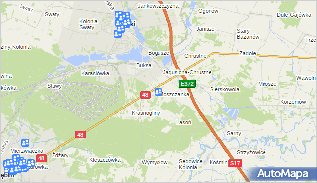 mapa Moszczanka gmina Ryki, Moszczanka gmina Ryki na mapie Targeo