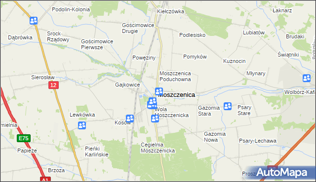 mapa Moszczenica powiat piotrkowski, Moszczenica powiat piotrkowski na mapie Targeo