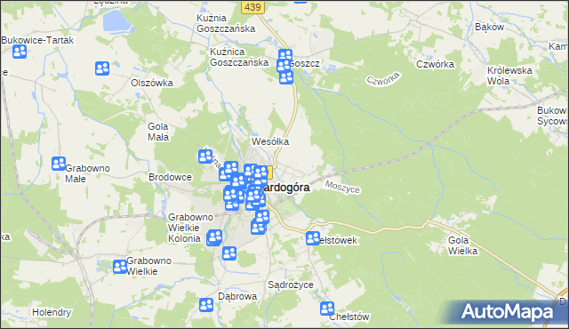 mapa Moszyce, Moszyce na mapie Targeo