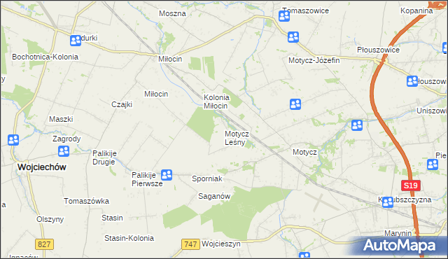 mapa Motycz Leśny, Motycz Leśny na mapie Targeo