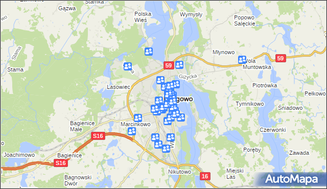 mapa Mrągowo, Mrągowo na mapie Targeo