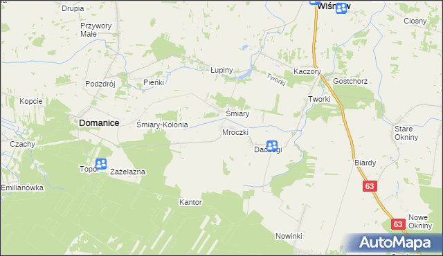 mapa Mroczki gmina Wiśniew, Mroczki gmina Wiśniew na mapie Targeo