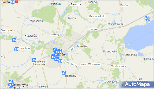 mapa Mrowiny gmina Żarów, Mrowiny gmina Żarów na mapie Targeo