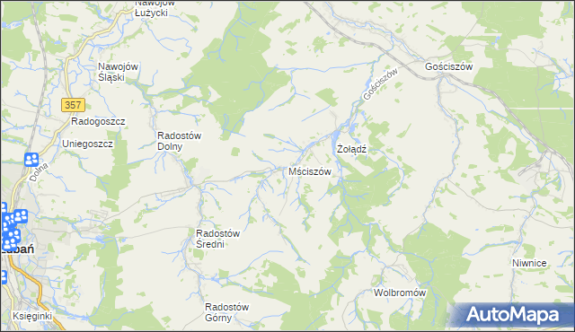 mapa Mściszów, Mściszów na mapie Targeo
