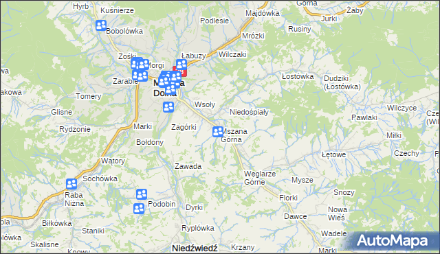 mapa Mszana Górna, Mszana Górna na mapie Targeo