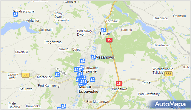 mapa Mszanowo, Mszanowo na mapie Targeo