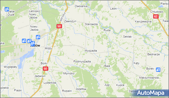 mapa Myszadła, Myszadła na mapie Targeo