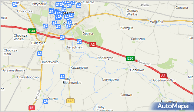 mapa Nadarzyce gmina Września, Nadarzyce gmina Września na mapie Targeo