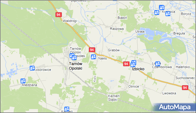 mapa Nakło gmina Tarnów Opolski, Nakło gmina Tarnów Opolski na mapie Targeo