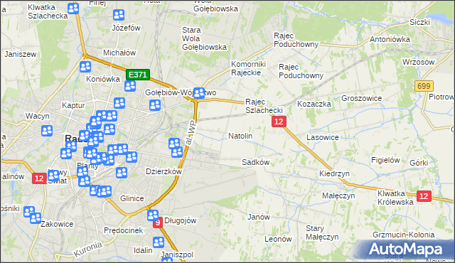mapa Natolin gmina Jedlnia-Letnisko, Natolin gmina Jedlnia-Letnisko na mapie Targeo