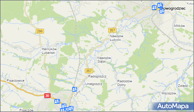 mapa Nawojów Śląski, Nawojów Śląski na mapie Targeo