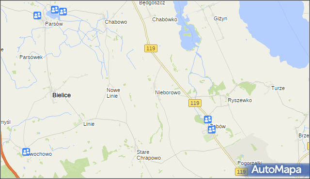 mapa Nieborowo, Nieborowo na mapie Targeo