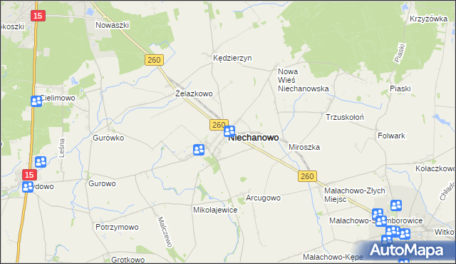 mapa Niechanowo, Niechanowo na mapie Targeo