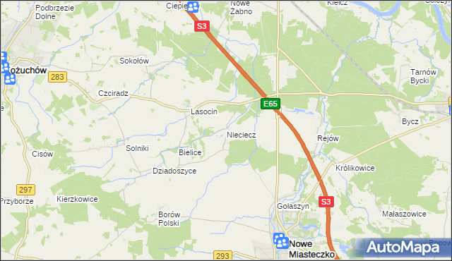 mapa Nieciecz gmina Nowe Miasteczko, Nieciecz gmina Nowe Miasteczko na mapie Targeo