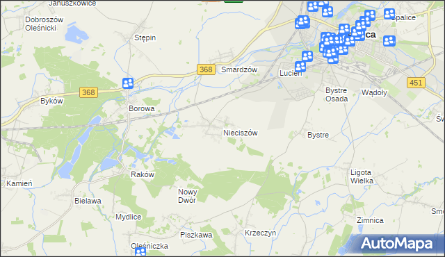 mapa Nieciszów, Nieciszów na mapie Targeo